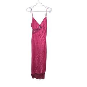 Urban Outfitters Pink Satin Lace Slip Dress Small Y2K